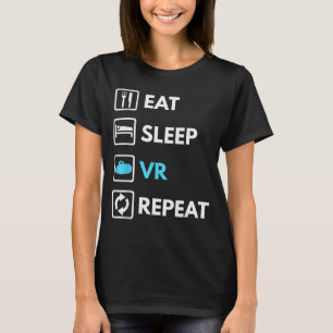 T-shirt Manger Dormir Vr Répéter Drôle Vr Gamer Garçon Vr 