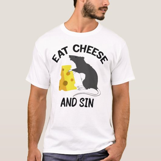 T-shirt Manger du fromage et pécher (Devant)