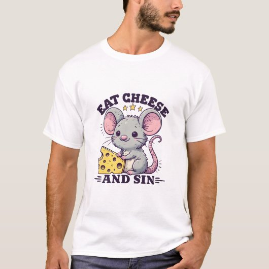 T-shirt Manger du fromage et pécher (Devant)