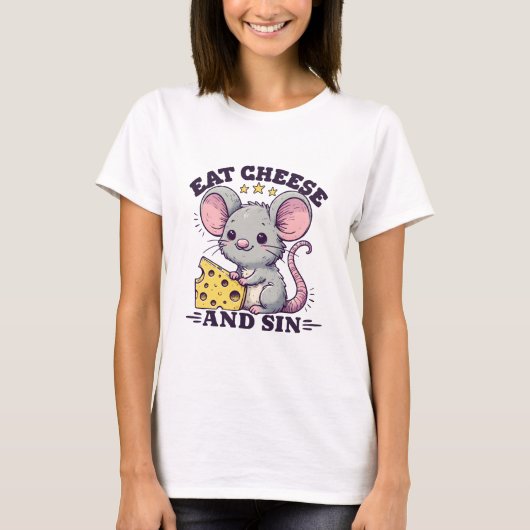 T-shirt Manger du fromage et pécher (Devant)