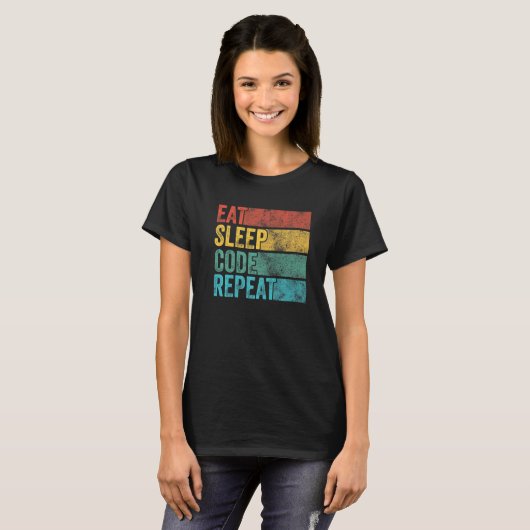 T-shirt Manger le code de veille Répéter le code de progra (Devant entier)