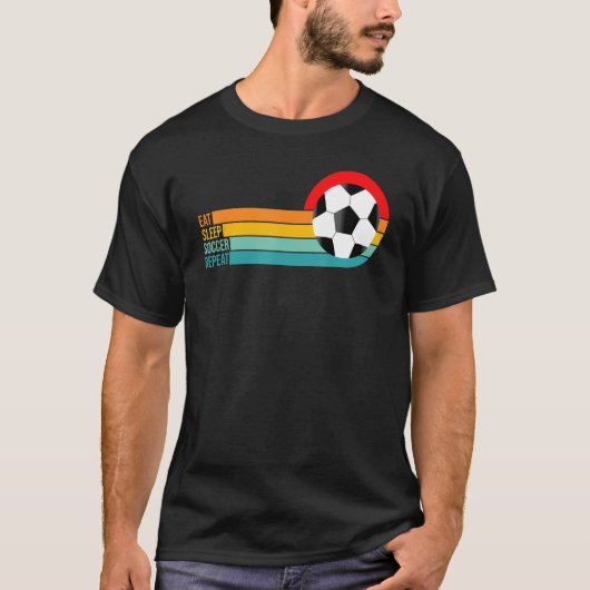 T-SHIRT MANGER LE SOCCER DORMIR RÉPÉTER (Devant)