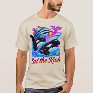 T-shirt Manger les riches baleine 90s orque baleine animal