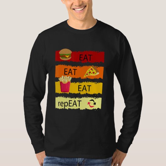 T-shirt Manger Manger Manger Répéter Hamburger Cheeseburge (Devant)