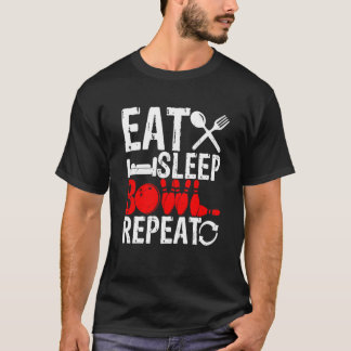 T-shirt Manger Nuit Bowling Répéter Équipe de frappe Allée