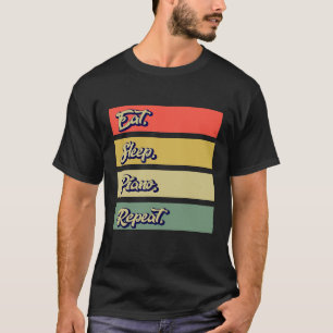 T-shirt Manger Piano Sommeil Répéter Piano Retro Musique V