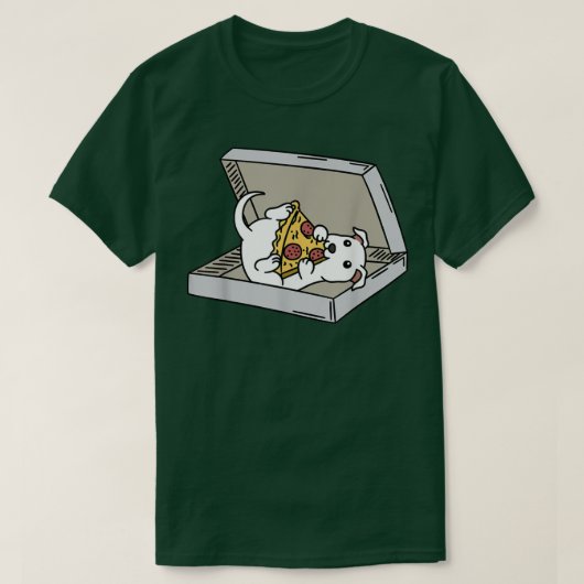 T-shirt Manger Pizza Chien blanc (Design devant)