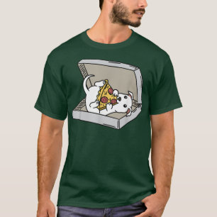 T-shirt Manger Pizza Chien blanc