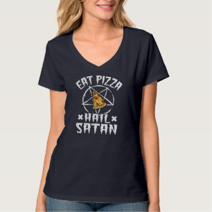 T-shirt Manger Pizza Hail Satan Pentagram Satanic Funny De