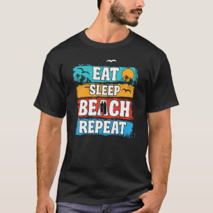 T-shirt Manger Plage de sommeil Répéter Plage de surf d'ét