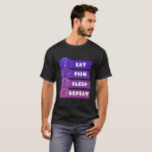 T-shirt Manger Poisson Dormir Répéter (Devant entier)