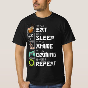 T-shirt Manger Sleep Anime Jeu Répétition Kawaii Otaku Ani
