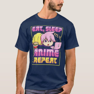 T-shirt Manger Sleep Anime Répéter Kawaii Japonais Manga O