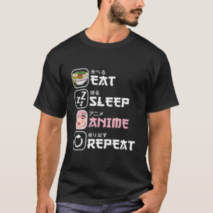 T-shirt Manger Sleep Anime Répéter Manga Otaku Drôle Japon