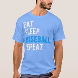 T-shirt Manger Sleep Baseball Cool Joueur Entraîneur Fan C