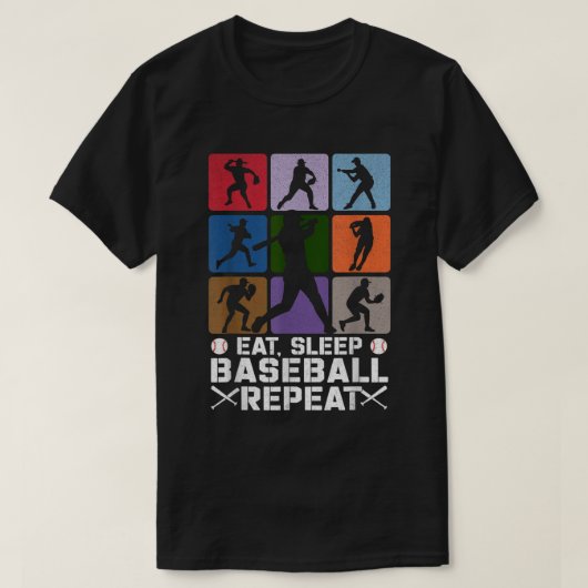 T-shirt Manger Sleep Baseball Répéter Sport Player Ventila (Design devant)