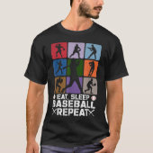 T-shirt Manger Sleep Baseball Répéter Sport Player Ventila (Devant)