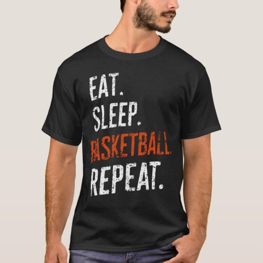 T-shirt Manger Sleep Basketball Répéter Retro Vintage (Devant)
