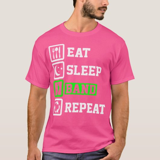 T-shirt Manger Sleep Bass Drum Répéter Bande de Marching (Devant)