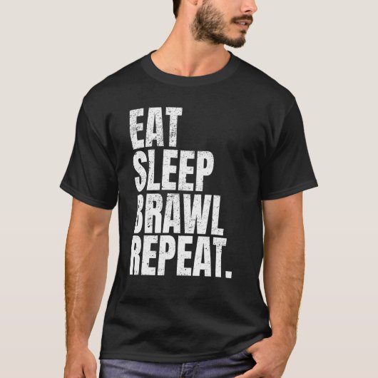 T-shirt Manger Sleep Brawl Répéter Gamers Tee Text Design (Devant)