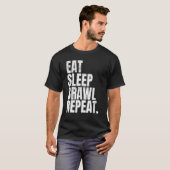 T-shirt Manger Sleep Brawl Répéter Gamers Tee Text Design (Devant entier)