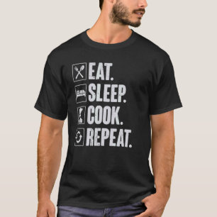 T-shirt Manger Sleep Cook Répéter Retro Cook Chef Cuisine