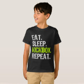 T-shirt Manger Sleep Kickbox Répéter Kickboxing Boxing Fu (Devant entier)