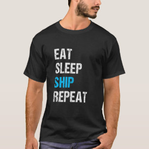 T-shirt Manger Sleep Navire Répéter Sailor Skipper Capitai