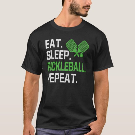 T-shirt Manger Sleep Pickleball Répéter Pickleball Joueur (Devant)