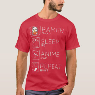 T-shirt Manger Sleep Ramen Anime Panda Noodles Kawaii Japa
