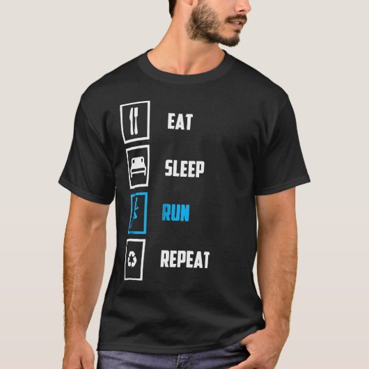 T-shirt Manger Sleep Run Répéter Funny Runners Cadeau (Devant)