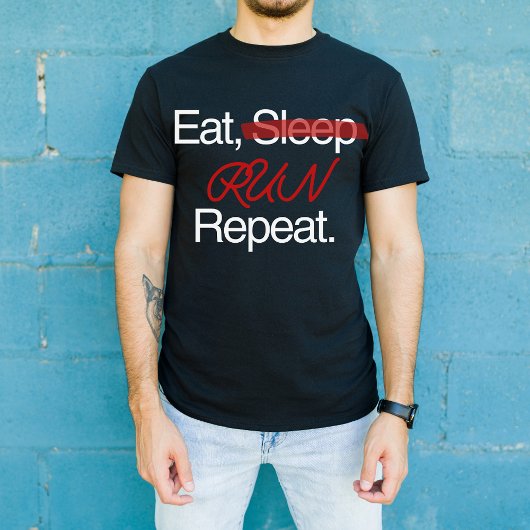 T-shirt Manger Sleep Run Répéter, Motivational Runner Cade