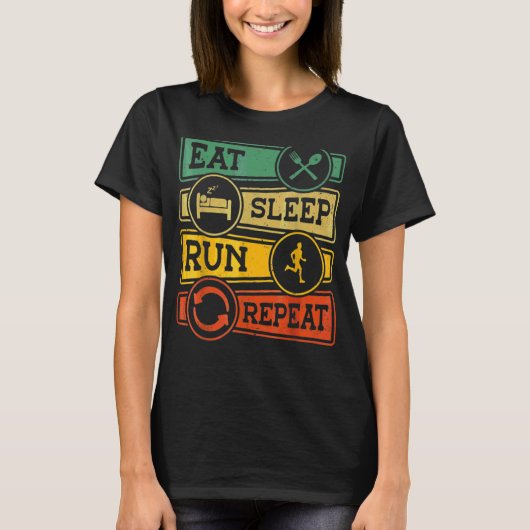 T-shirt Manger Sleep Run Répéter Retro Jogging Endurance S (Devant)