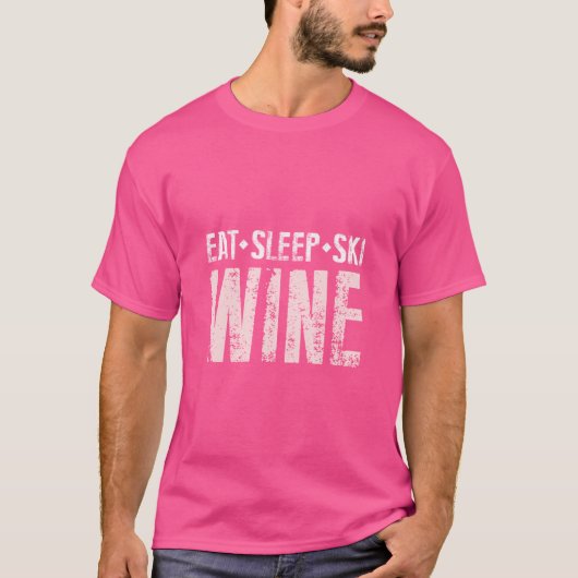 T-shirt Manger Sleep Ski Design Vin (Devant)
