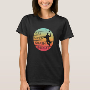 T-shirt Manger Sleep Smash Répéter Retro Badminton Badmint