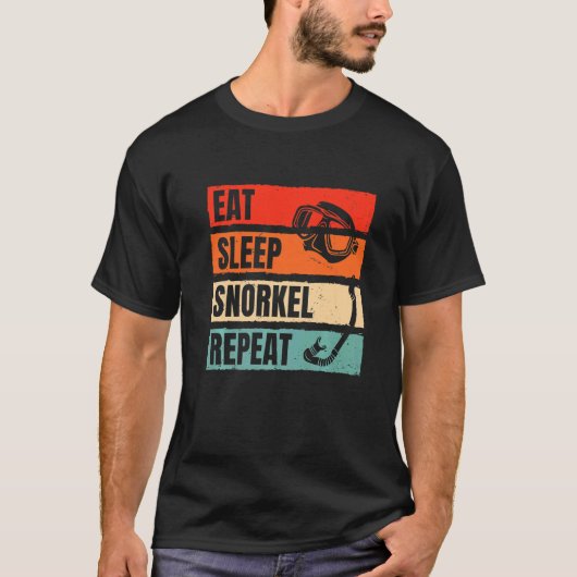T-shirt Manger Sleep Snorkel Répéter Scuba Plongée Plongée (Devant)
