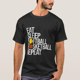 T-shirt Manger Sleep Softball Basketball Répéter Funny Bal