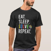T-shirt Manger Sleep Solve Puzzles Répéter Puzzle (Devant)
