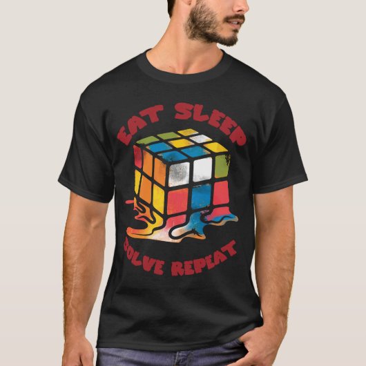 T-shirt Manger Sleep Solve Répéter Résoudre Cube Puzzle Fu (Devant)