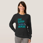 T-shirt Manger Sleep Swim Répéter Funny Swimmer Swimmer Co (Devant entier)