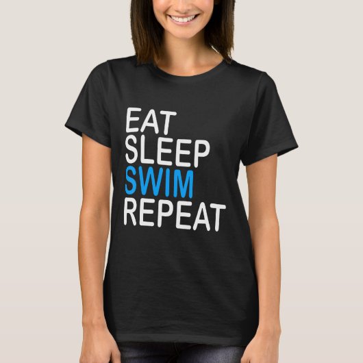 T-shirt Manger Sleep Swim Répéter nager Sport Swimmer Cade (Devant)