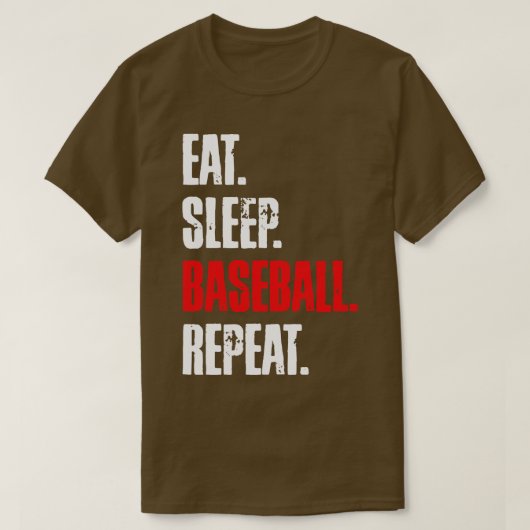 T-SHIRT MANGER SOMMEIL BASEBALL RÉPÉTER (Design devant)