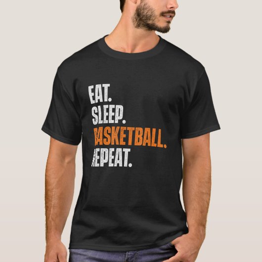 T-shirt Manger Sommeil Basketball Répéter   Jeu Entraîneur (Devant)