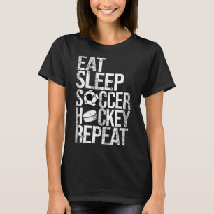 T-shirt Manger Sommeil Football Hockey Répéter Jeu De Spor