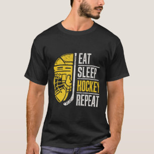 T-shirt Manger Sommeil Hockey Répéter Hockey sur Glace Pou