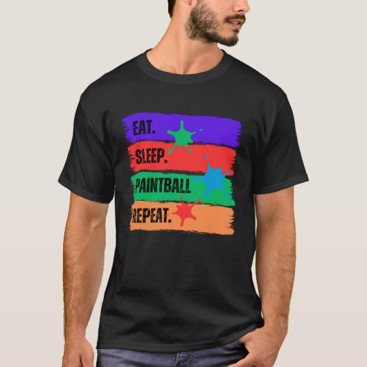 T-SHIRT MANGER SOMMEIL PEINTBALL RÉPÉTER (Devant)
