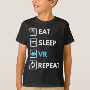 T-shirt Manger Sommeil Vr Répéter Drôle Vr Gamer Garçon Vr