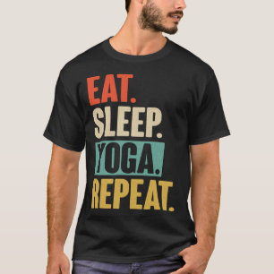 T-shirt Manger Sommeil Yoga Répéter Vintage Méditation E