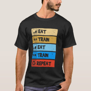 T-shirt Manger Train Répéter Force Sports Gym Funny Bodybu