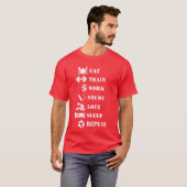 T-shirt manger train travail étudier amour dormir répéter (Devant entier)